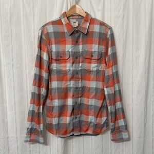 VANS👟 Orange & gray plaid button up flannel